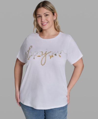 KARL LAGERFELD PARIS Plus Size Script Bonjour T-Shirt