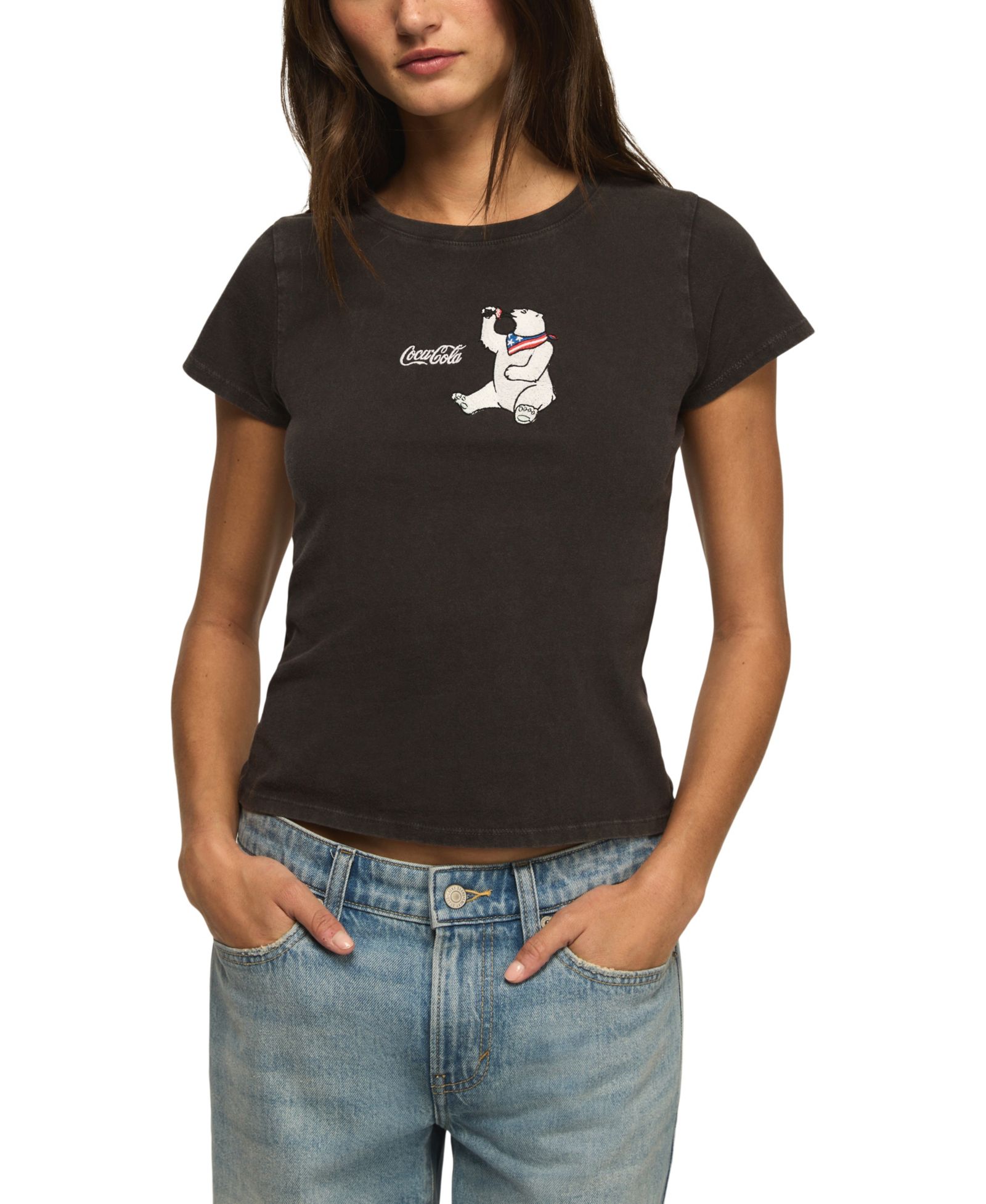 Lucky Brand Women's Coca Cola Bear Baby Crewneck T-Shirt