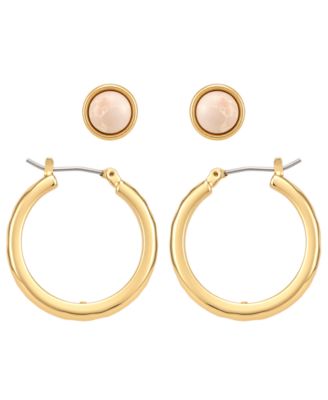 GUESS Gold-Tone Serpentine Stone Stud & Hoop Earrings, 2-Piece Set