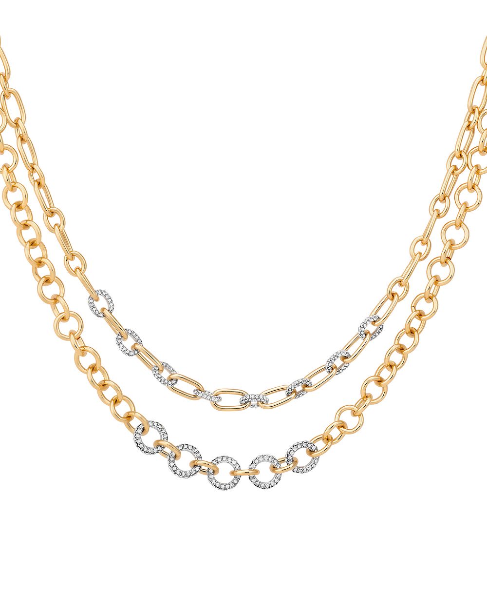 Золотистое ожерелье GUESS с кристаллами и подвеской-застежкой