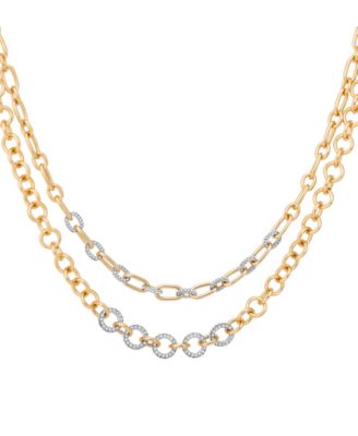 GUESS Gold-Tone Crystal Stone Toggle Necklace