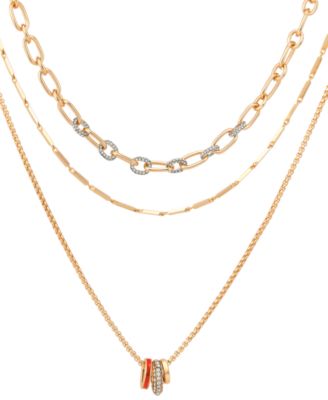 GUESS ожерелье GUESS Gold-Tone Crystal Stone Layered