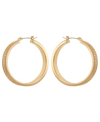 GUESS Серьги-кольца Gold-Tone Crystal Stone