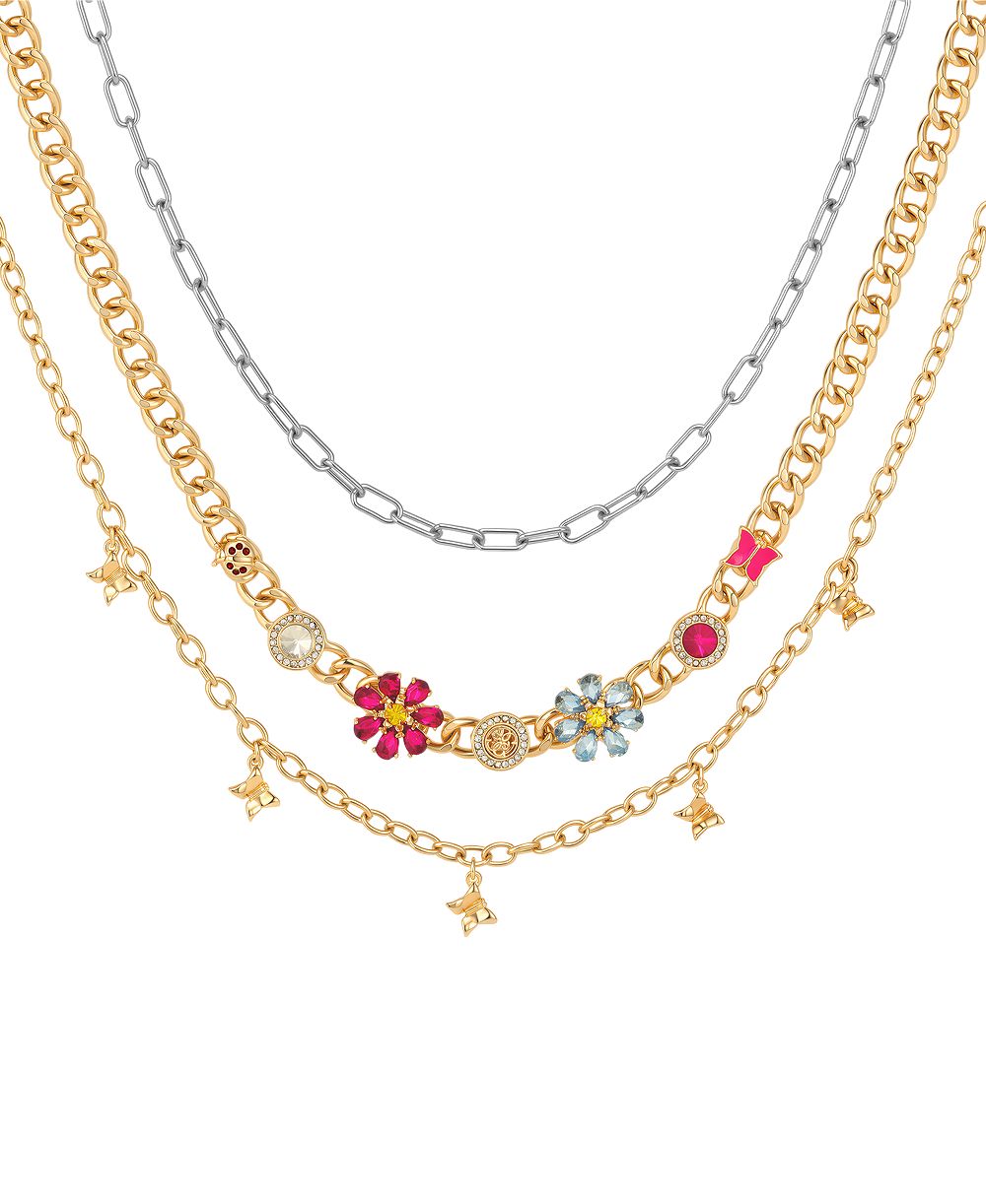 GUESS ожерелье Multi-Color Stone Layered, набор из 3-х предметов