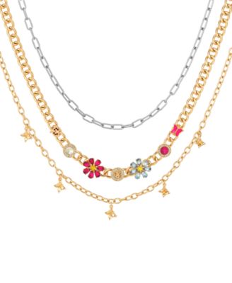 GUESS ожерелье Multi-Color Stone Layered, набор из 3-х предметов