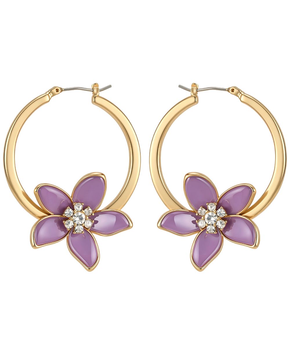 GUESS серьги-кольца с кристаллами золотистого цвета