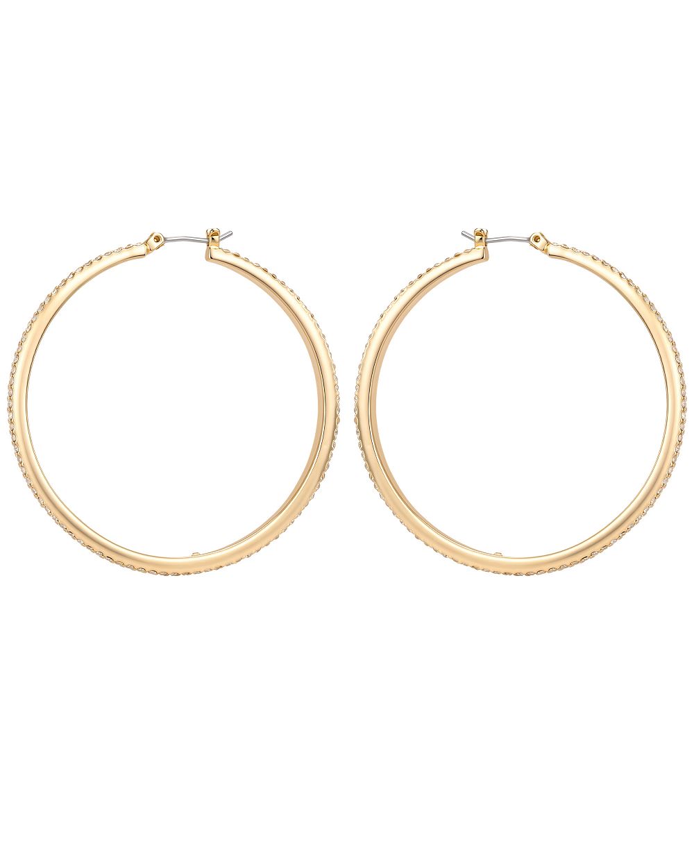 Серьги-кольца GUESS Gold-Tone Crystal Stone