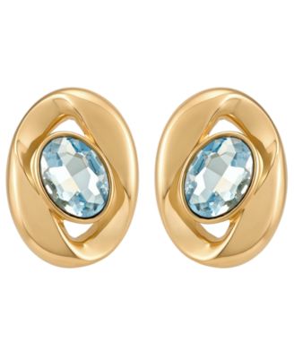 GUESS Gold-Tone Aqua Stone Stud Earrings