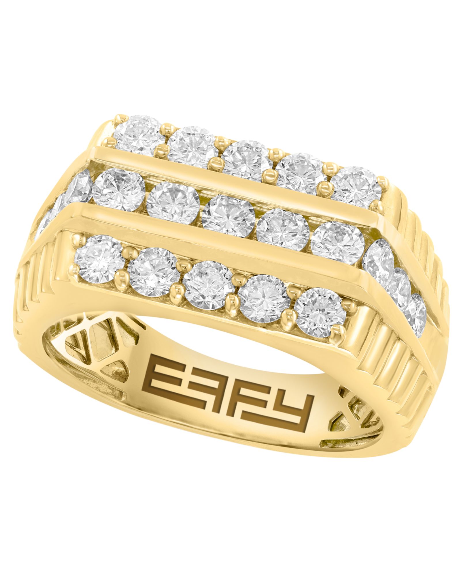 Мужское кольцо EFFY Collection с выращенными алмазами (1-7/8 ct. t.w.) из позолоченного стерлингового серебра 14k