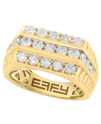 Мужское кольцо EFFY Collection с выращенными алмазами (1-7/8 ct. t.w.) из позолоченного стерлингового серебра 14k