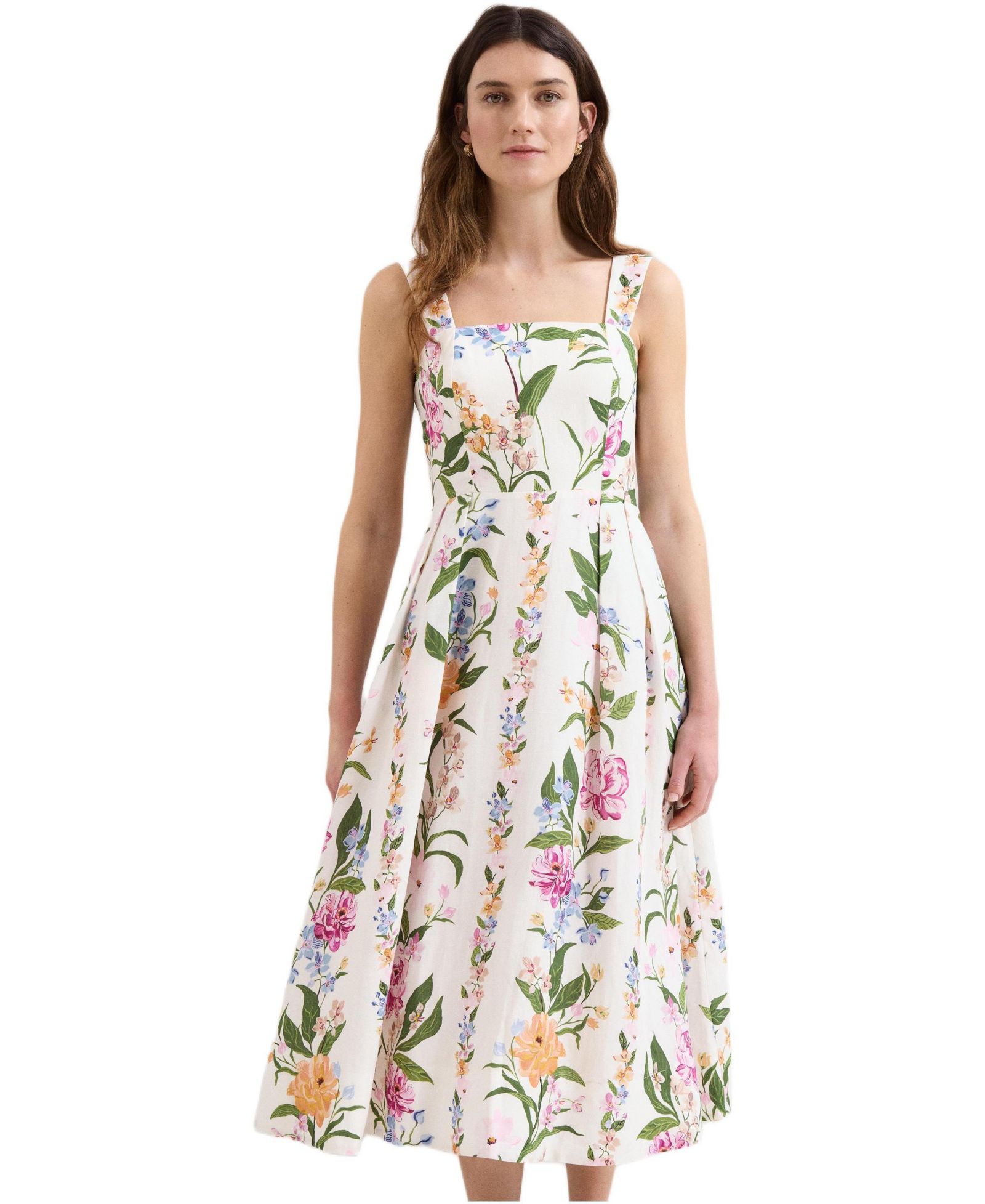 Женское платье Phase Eight Lucia Linen Blend Square Neck Midi
