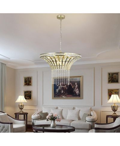 Clihome 8-Light  Wide Crystal Waterfall Chandelier