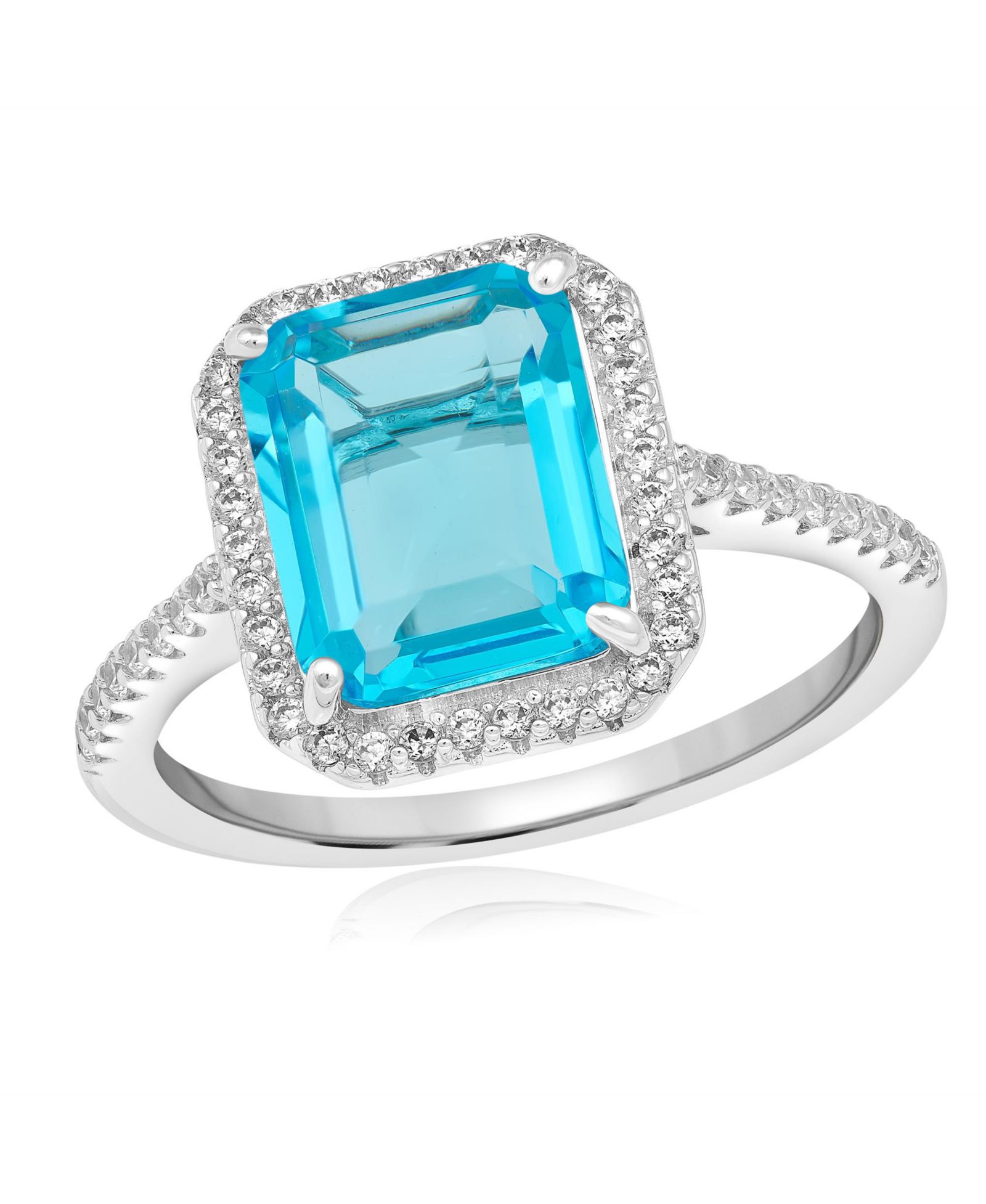 Кольцо Simona Elegant Emerald-Cut Halo CZ