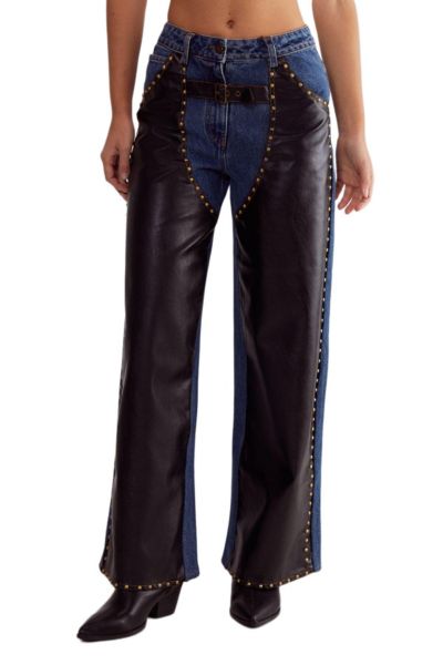 Nasty Gal Женские джинсы Straight Leg Pu Mix Chap