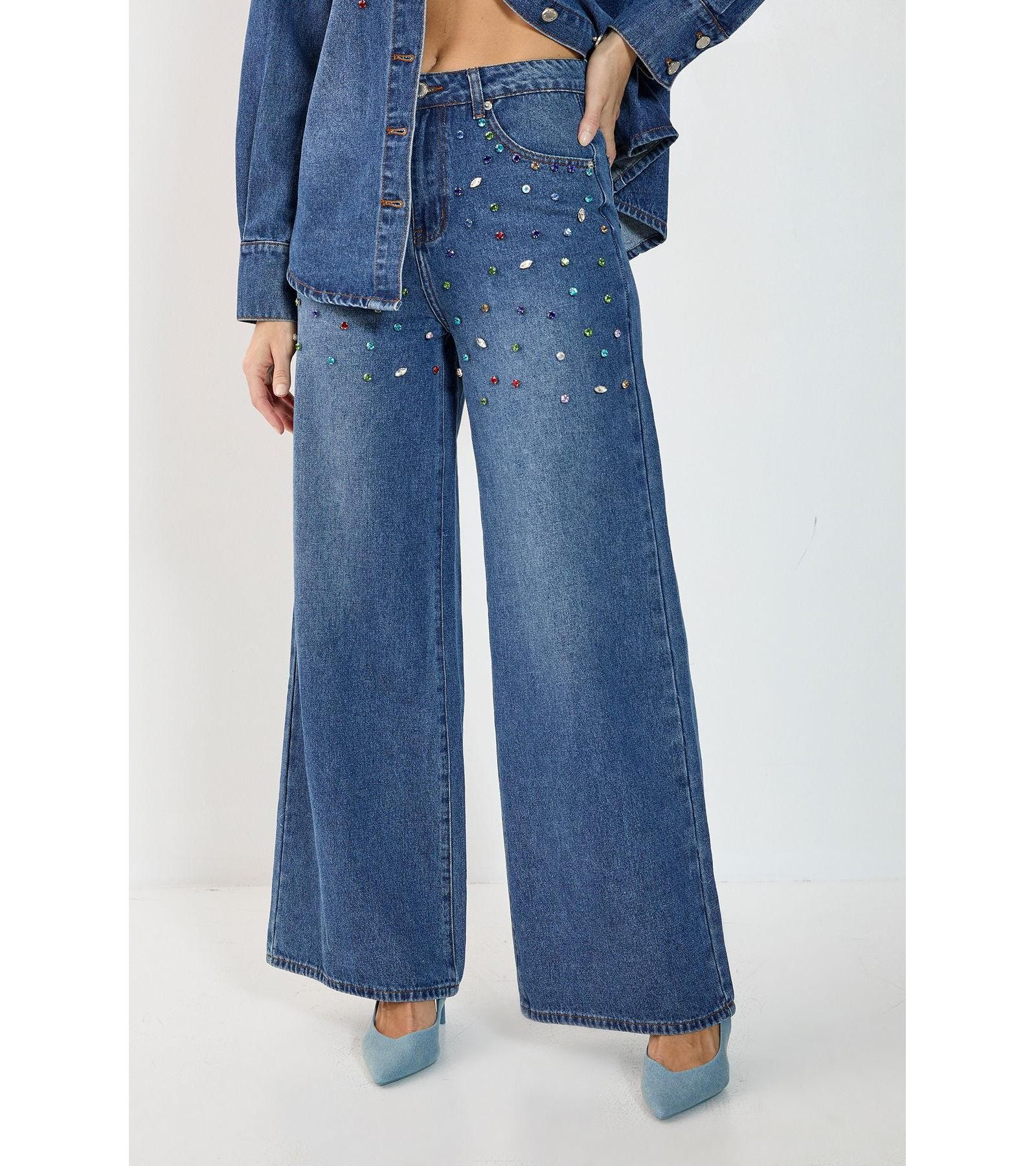 Nasty Gal Women's Denim Jewel Baggy Jeans