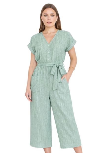 Yumi Women's V Neck Kimono Sleeve Jumpsuit