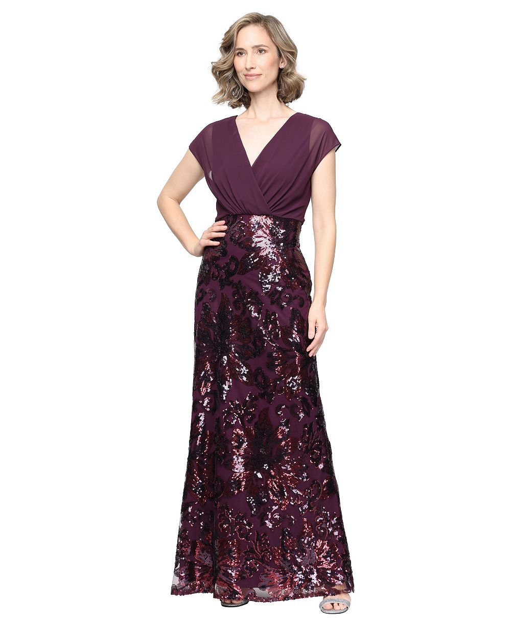 Женское платье SL Fashions с пайетками и V-образным вырезом