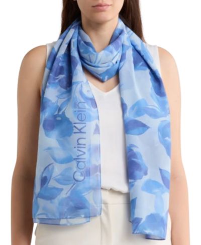 Calvin Klein Women's Faded Floral Chiffon Scarf