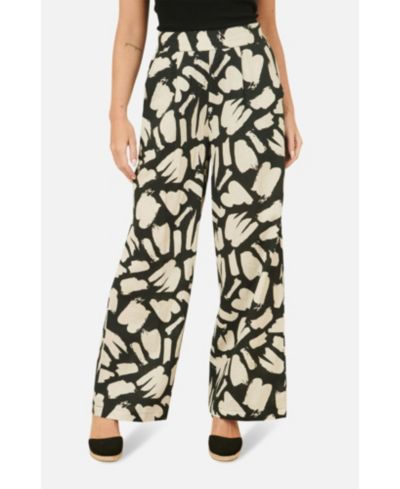 Yumi Women's High Waisted Printed Wide Leg Trousers