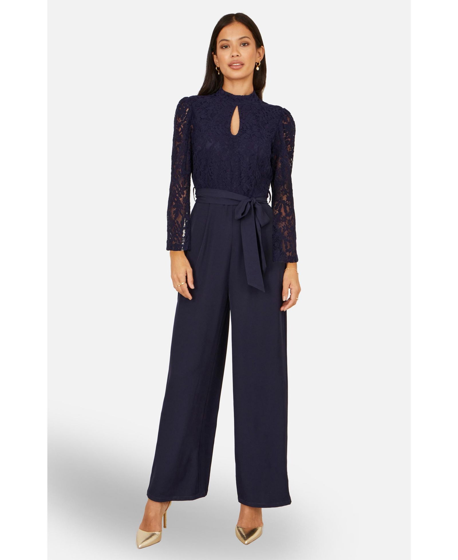 Yumi Women's Lace Applique Jumpsuit