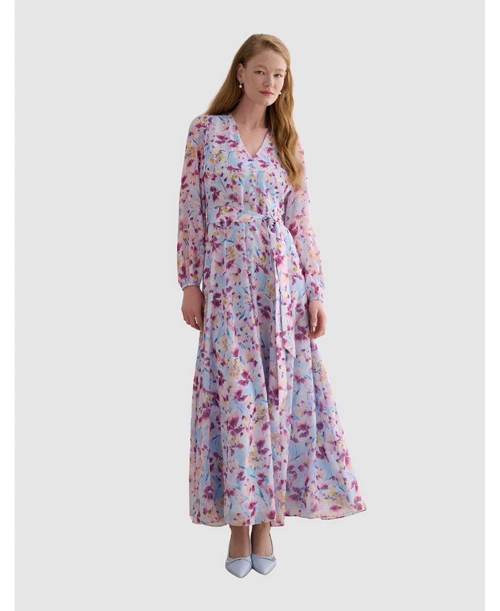 Hobbs London платье maxi Thea с V-образным вырезом и длинным рукавом, женское