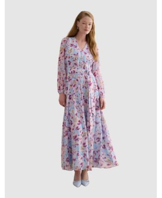 Hobbs London платье maxi Thea с V-образным вырезом и длинным рукавом, женское