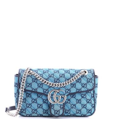 Pre-Owned Gucci сумка Small GG Marmont Flap Diagonal Quilted GG Canvas с кожаной отделкой