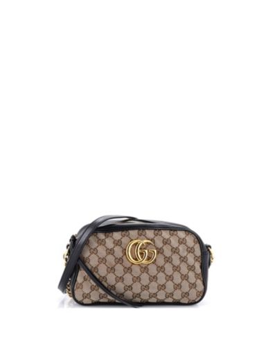 Сумка через плечо Pre-Owned Gucci Small GG Marmont Diagonal Quilted GG Canvas с кожаной отделкой
