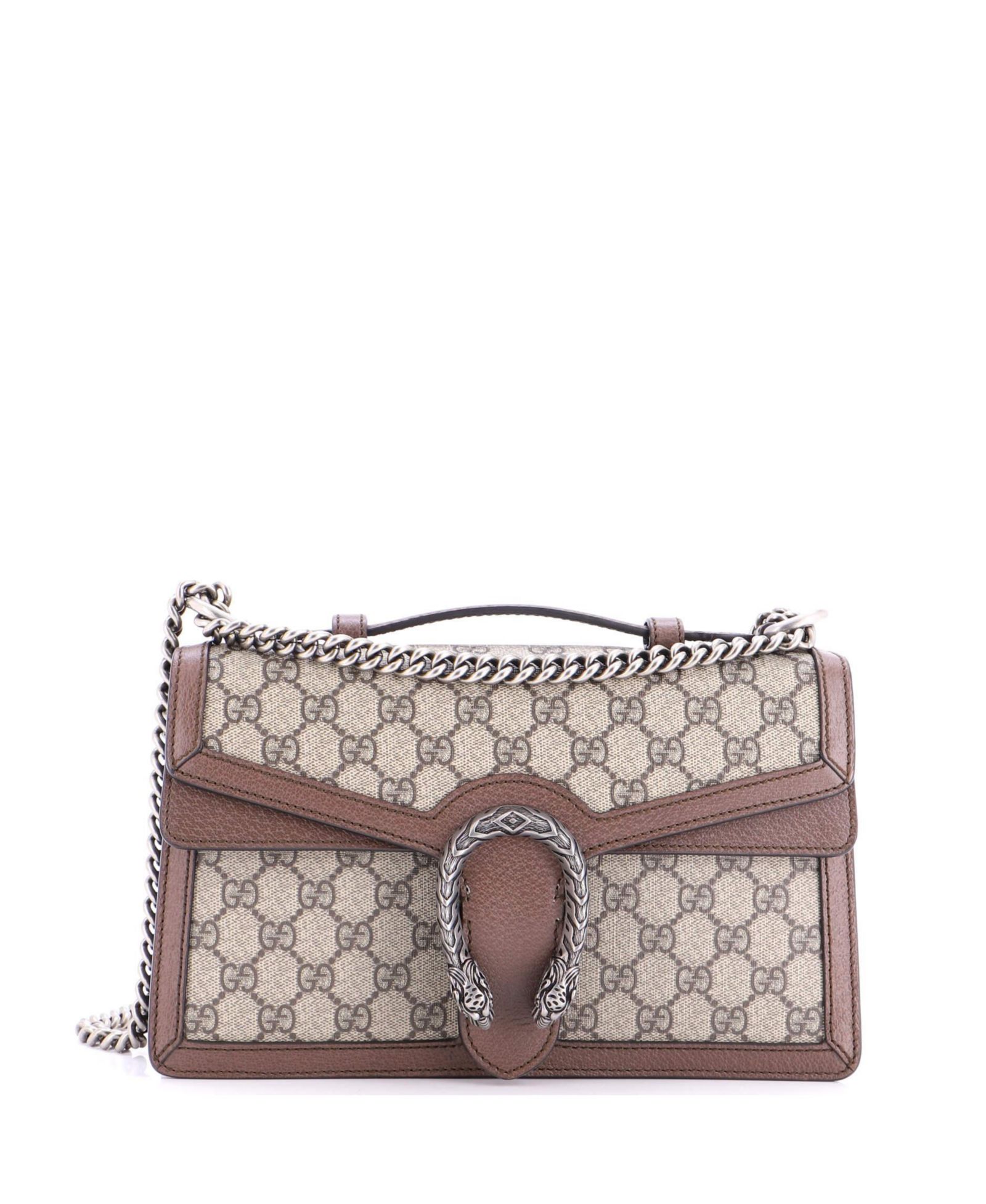Pre-Owned Gucci Small Dionysus Top Handle Chain Bag GG Coated Canvas