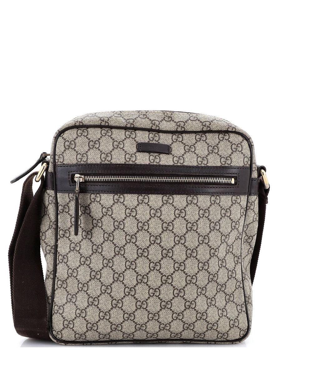 Б/у сумка-мессенджер Gucci Medium Front Zip из лакированной ткани GG