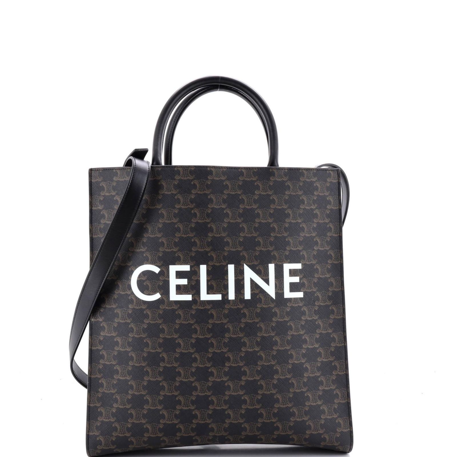 Celine Брендовая сумка-тоут Cabas Vertical Triomphe из прорезиненного полотна