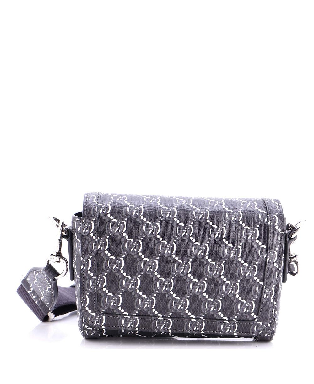 Б/у сумка-мессенджер Gucci Super Mini Flap GG Shadow из лакированной ткани