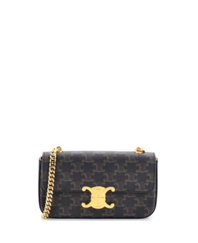 Pre-Owned Celine Small Triomphe Chain Shoulder Bag Triomphe Coated Canvas