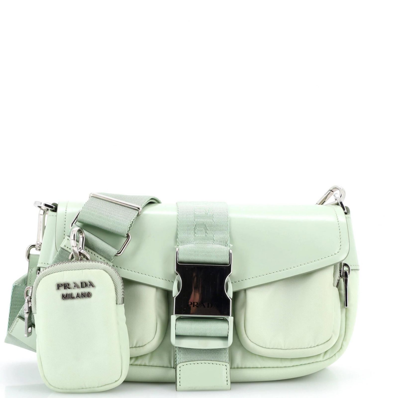 Б/у сумка через плечо Prada Buckle Pocket Crossbody Bag Spazzolato Leather and Tessuto