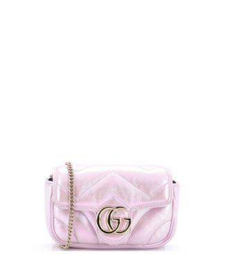 Б/у сумка Gucci Super Mini GG Marmont с клапаном из радужной кожи в форме шеврона