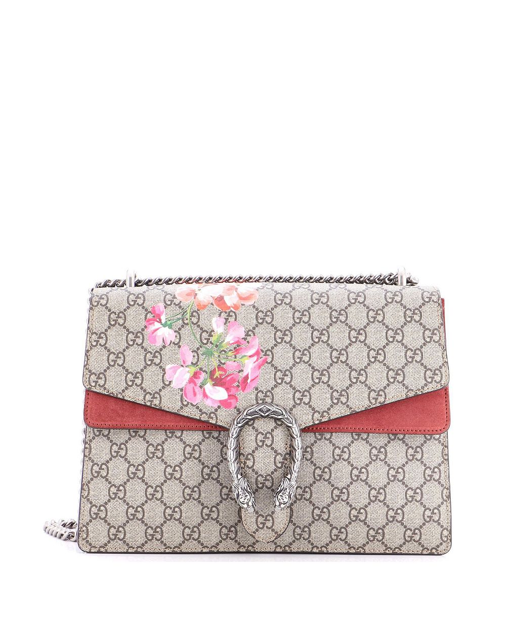 Б/у сумка Gucci Medium Dionysus с принтом Blooms из лакированной ткани GG