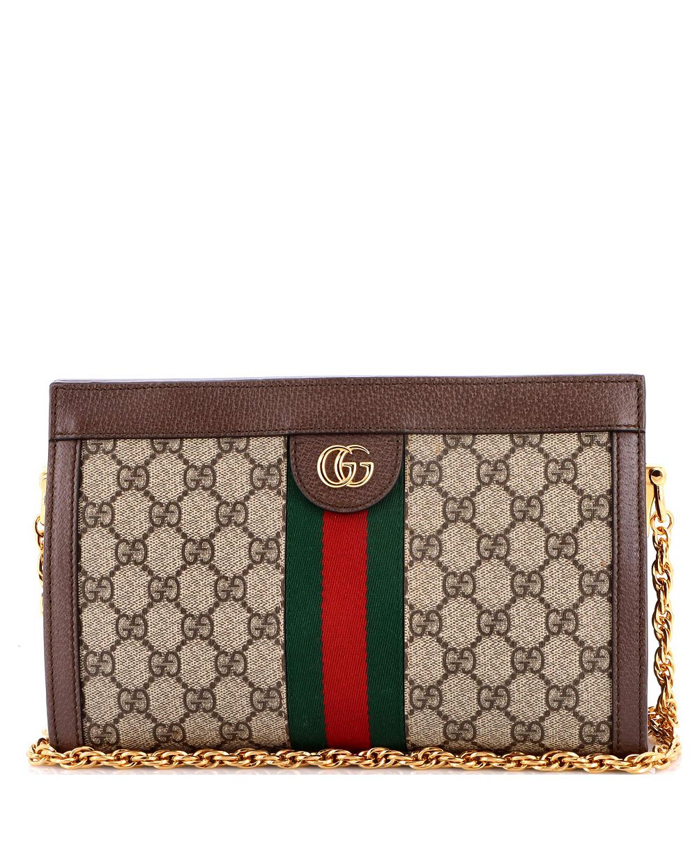 Б/у сумка Gucci Small Ophidia на плечо с цепочкой из лакированной ткани GG