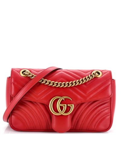 Pre-Owned Gucci Medium GG Marmont Flap Bag Matelasse Leather
