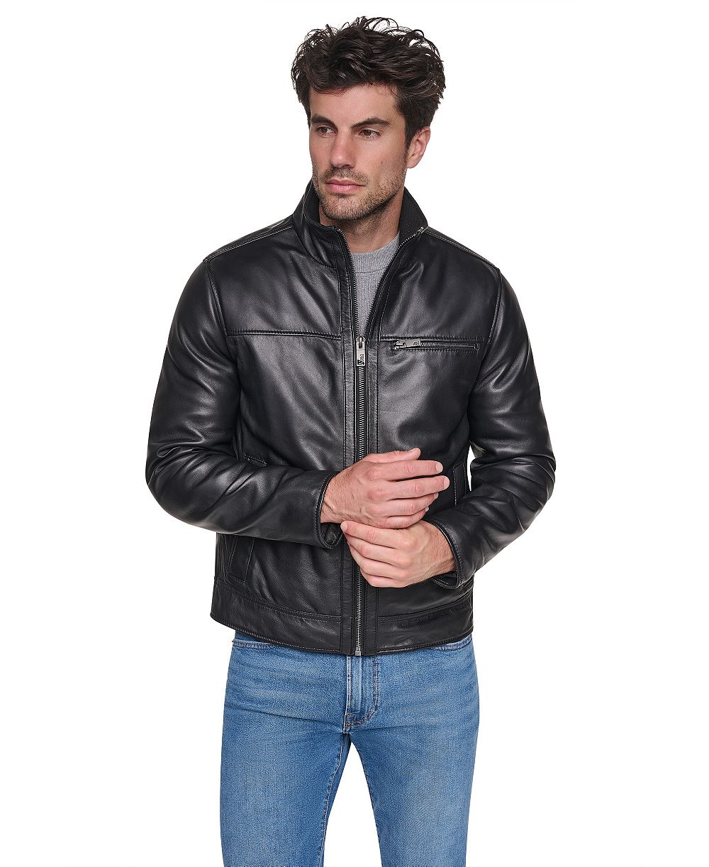 Marc New York Men's Fur Lined Leather Jacket