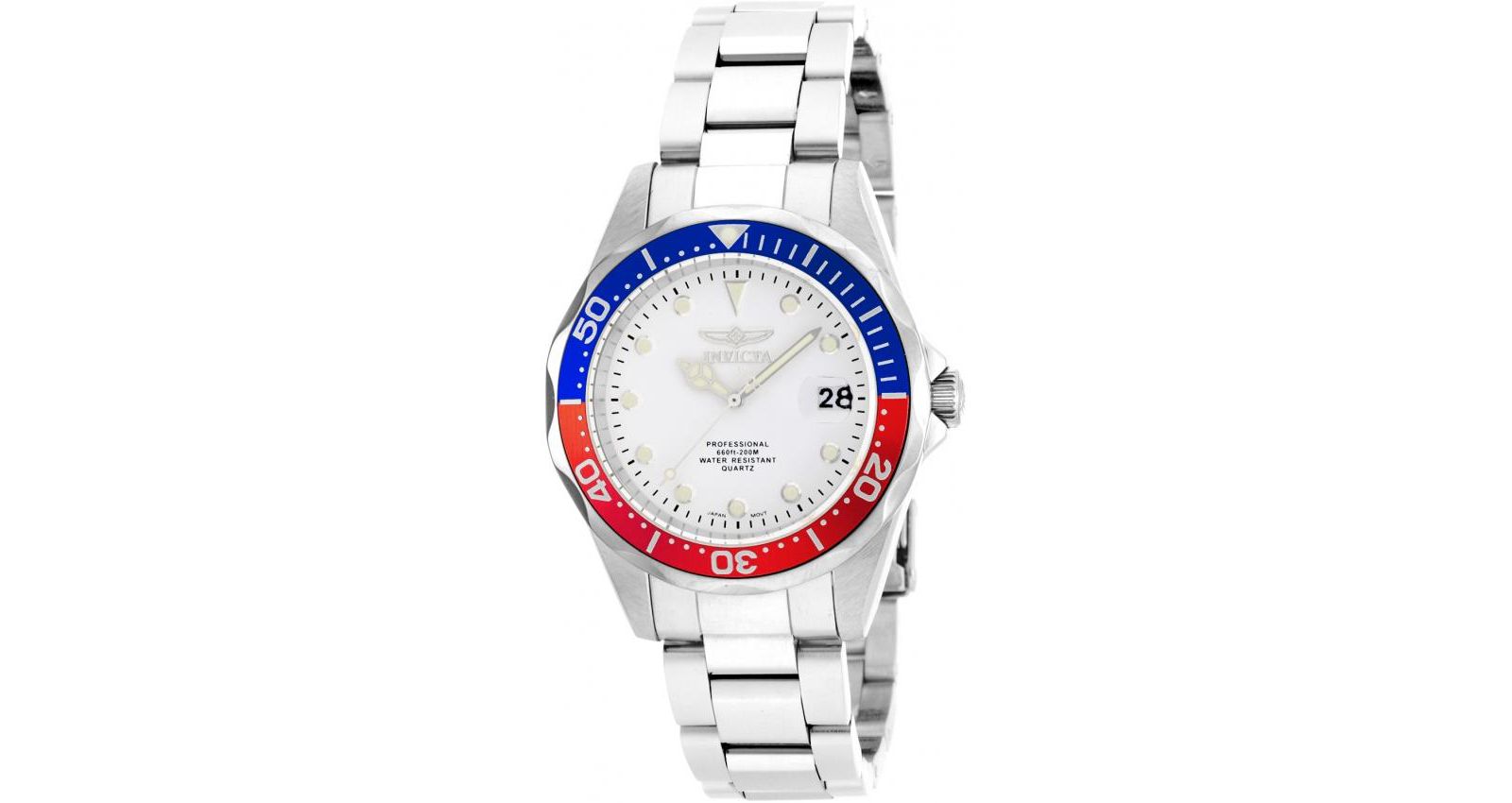 Invicta Men's 17047 Pro Diver Quartz 3 Hand White Dial Watch