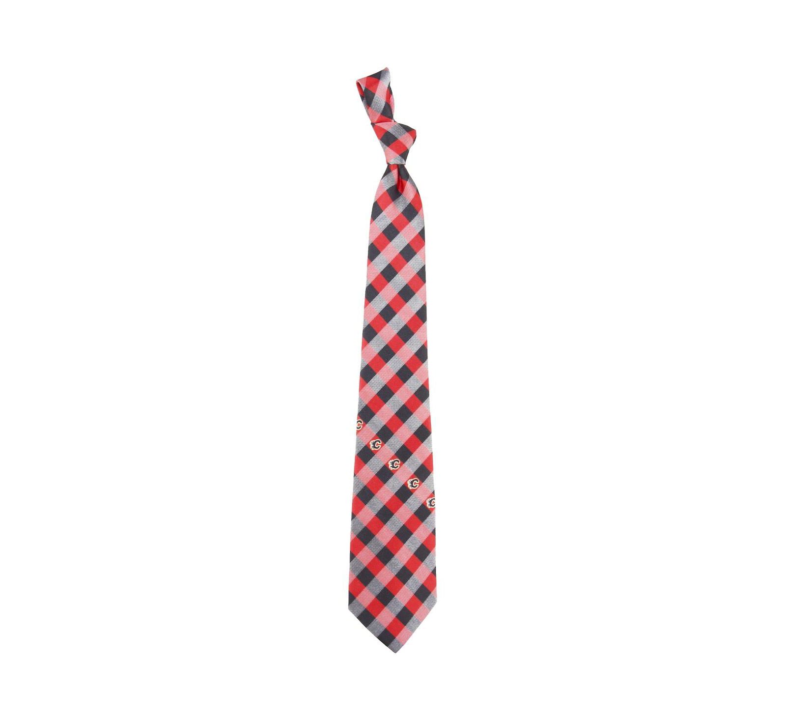 Eagles Wings Men's Calgary Flames Woven Poly Check Tie