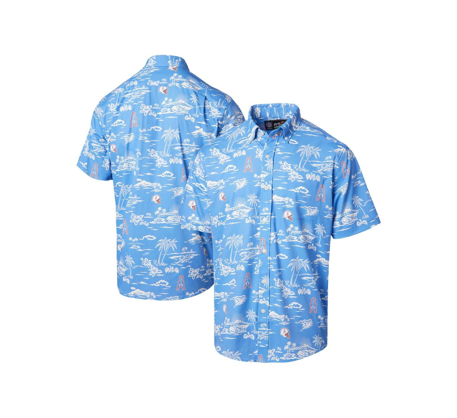 Мужская рубашка Reyn Spooner Light Blue Houston Oilers Throwback Kekai Print Button-Up