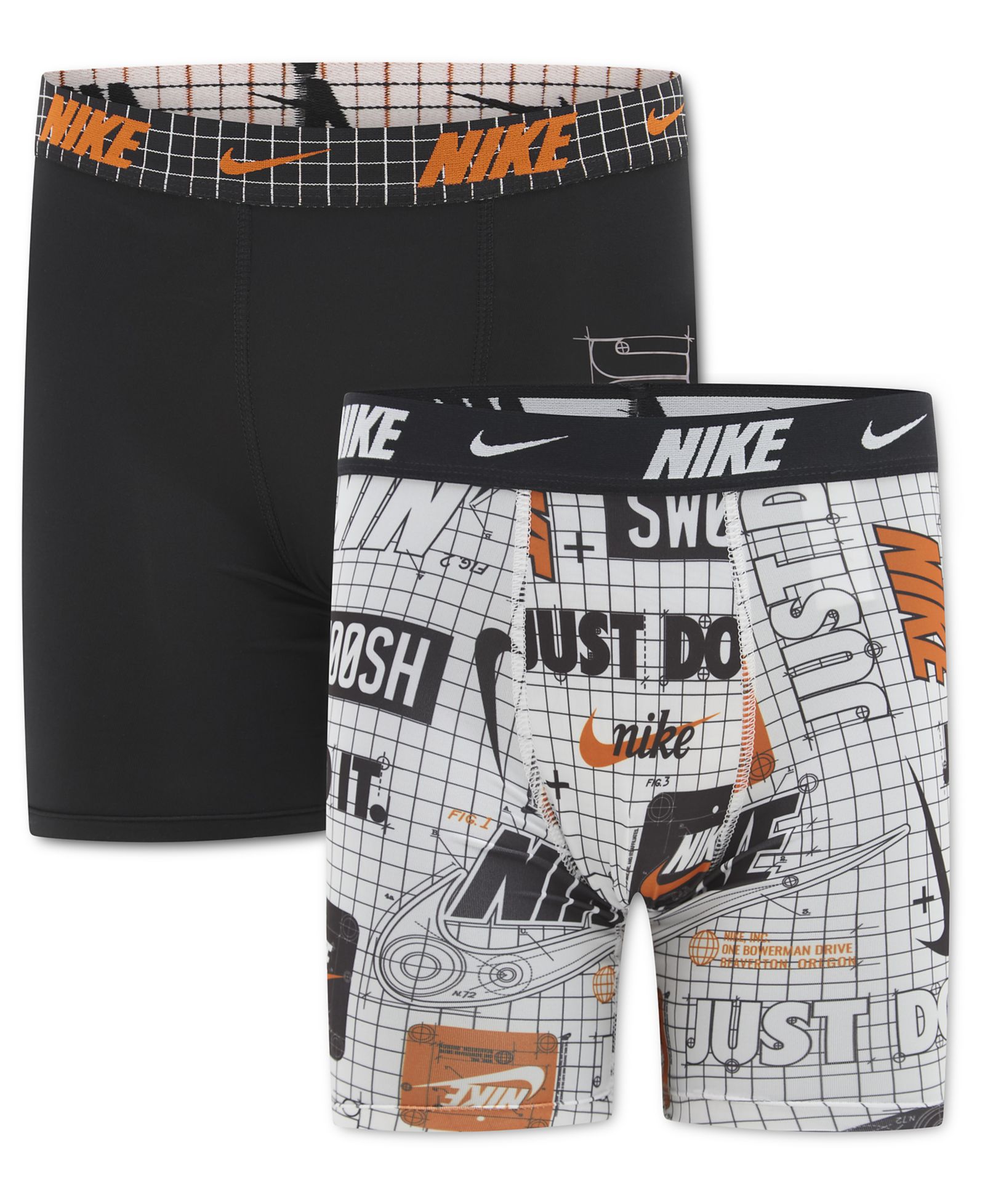 Nike Boys' 8-18 Printed Long Boxer Briefs, 2-Pack