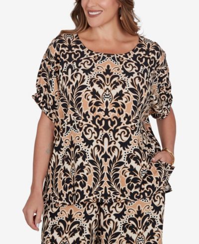 Ruby Rd. Plus Size Damask Textured T-Shirt
