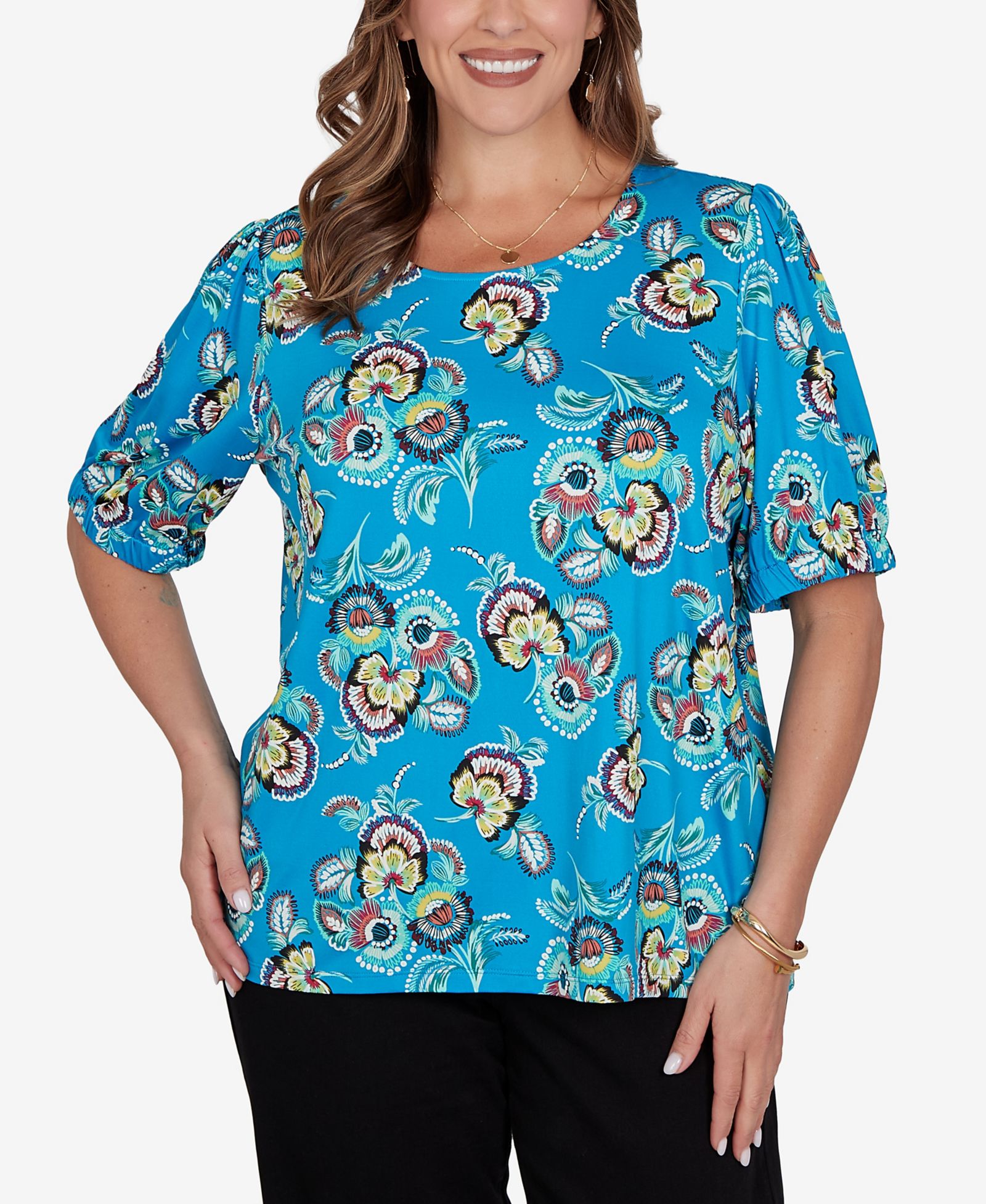 Футболка Ruby Rd. Plus Size Etched Floral Puff Print