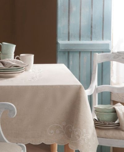 Скатерть Lenox French Perle Linen Embroidered, 52" x 70"