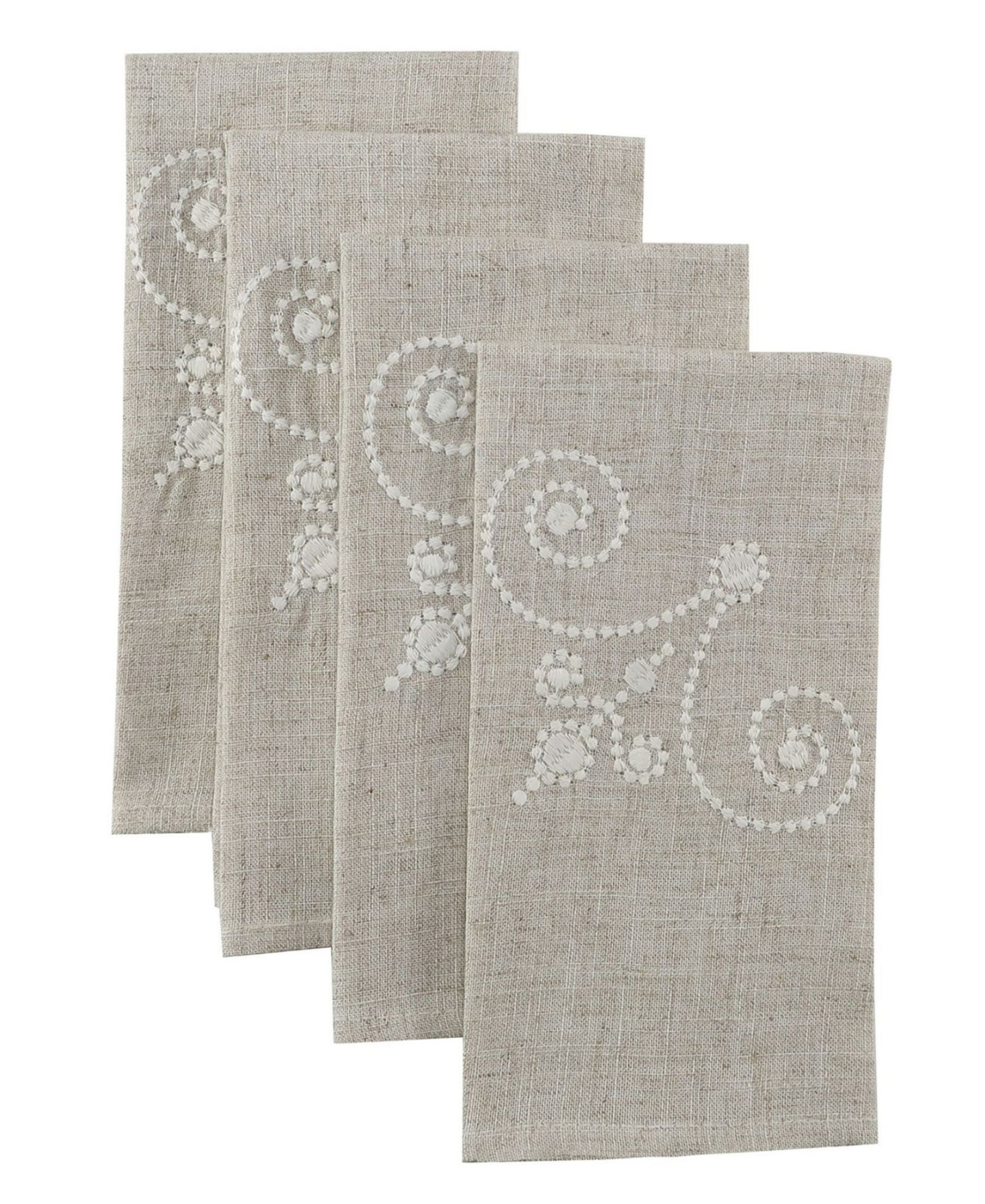 Вышитые салфетки Lenox French Perle Linen, набор из 4 шт