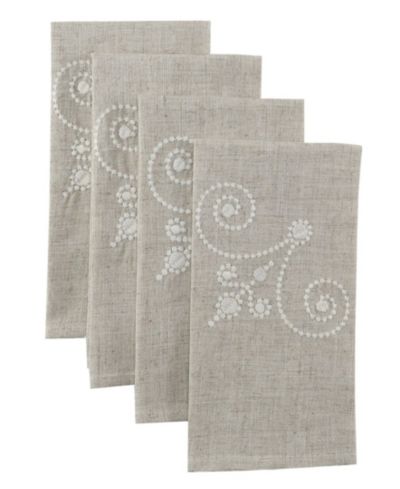 Вышитые салфетки Lenox French Perle Linen, набор из 4 шт