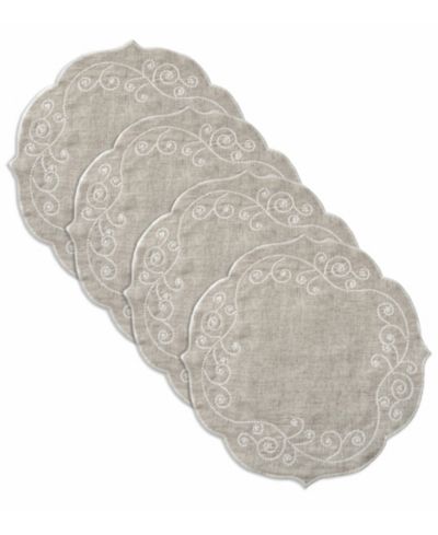 Lenox French Perle Linen Embroidered Round Placemats, Set of 4