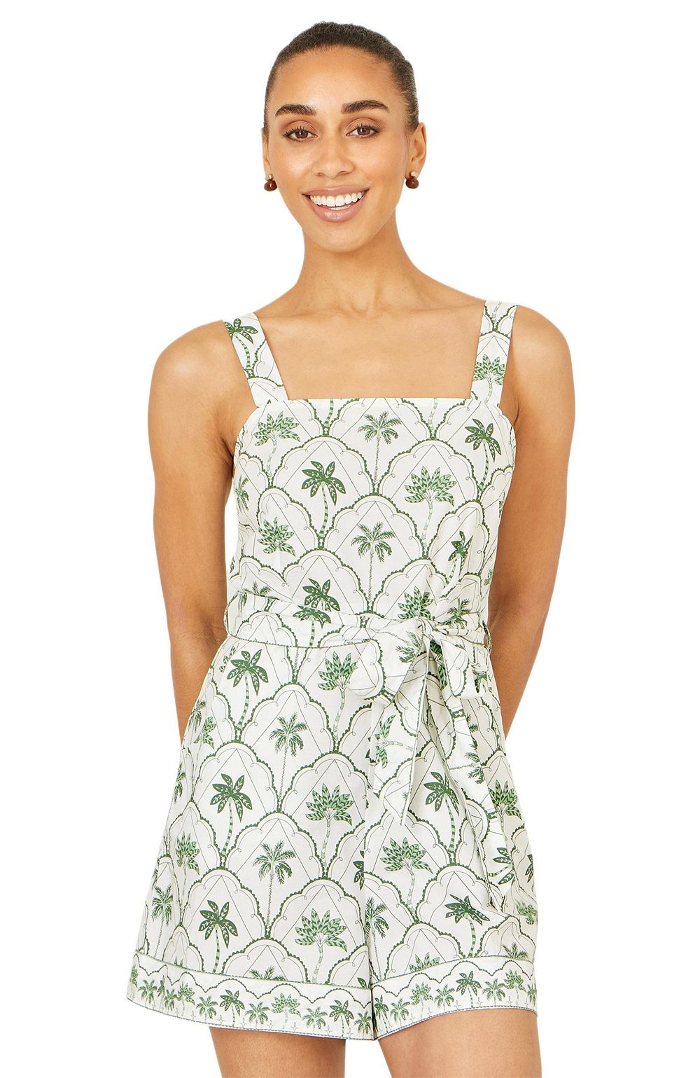 Yumi Women's Palm Print Cotton Playsuit